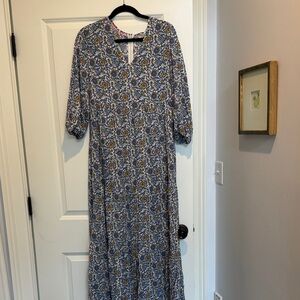 Boden Blue Floral Long Sleeve Dress